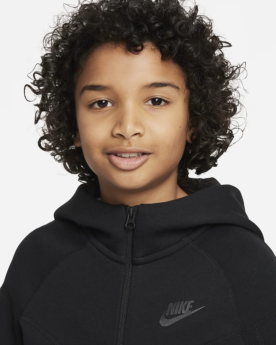 Nike Sportswear Tech Fleece Hoodie met rits voor jongens - Zwart/Zwart/Zwart