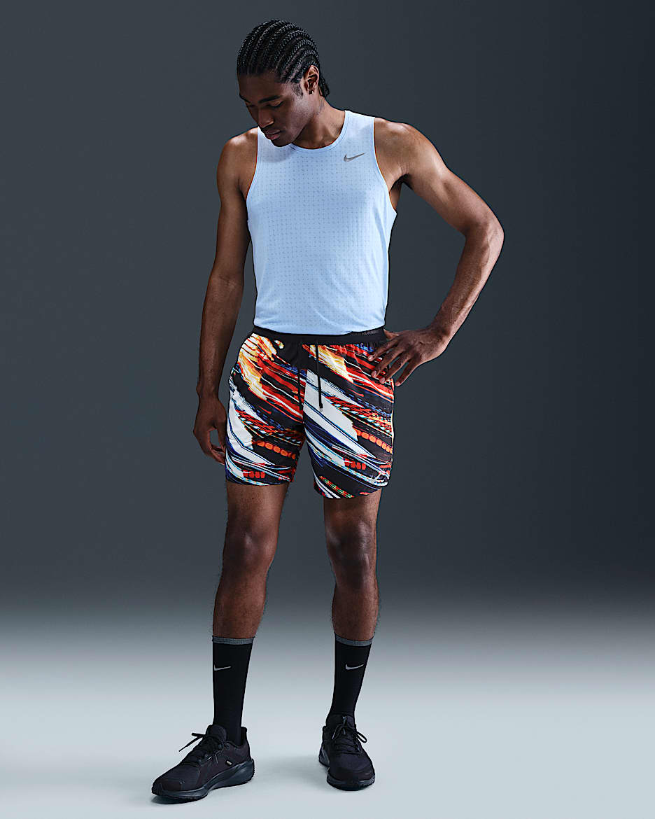 Nike Stride Men's Dri-FIT 18cm (approx.) Briefs-Lined Running Shorts - White/Off-Noir