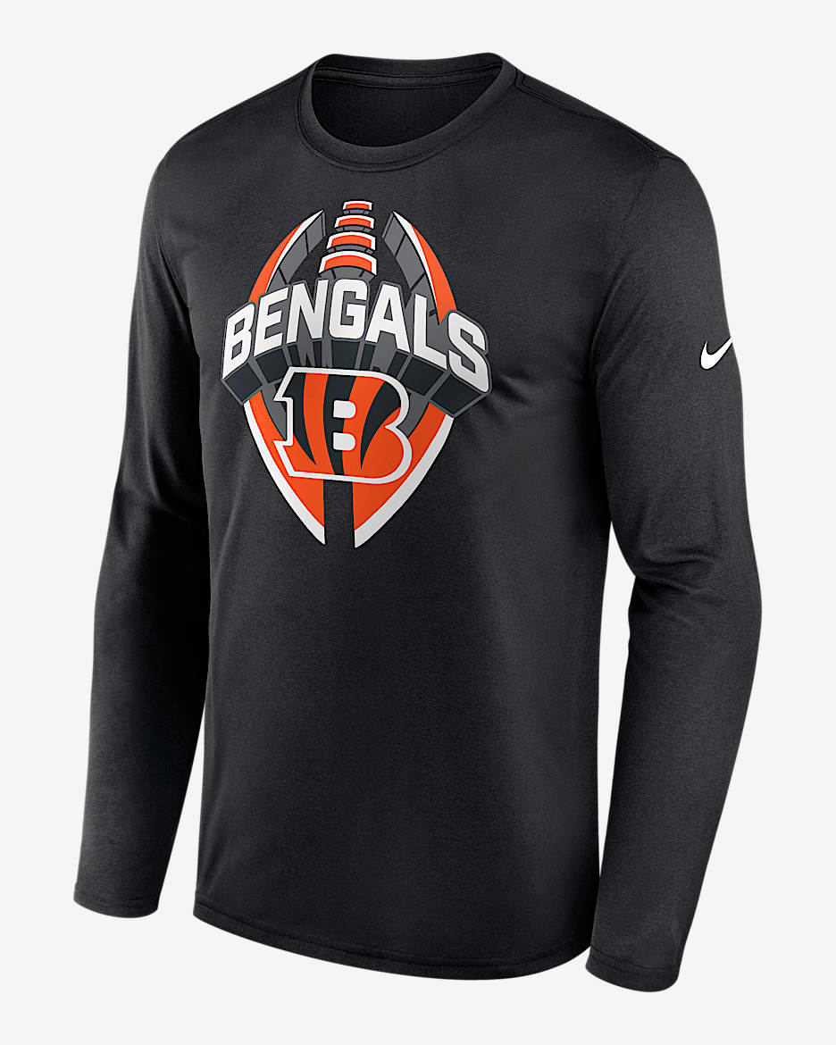 Playera de manga larga Nike Dri-FIT de la NFL para hombre Cincinnati Bengals Legend Icon - Negro