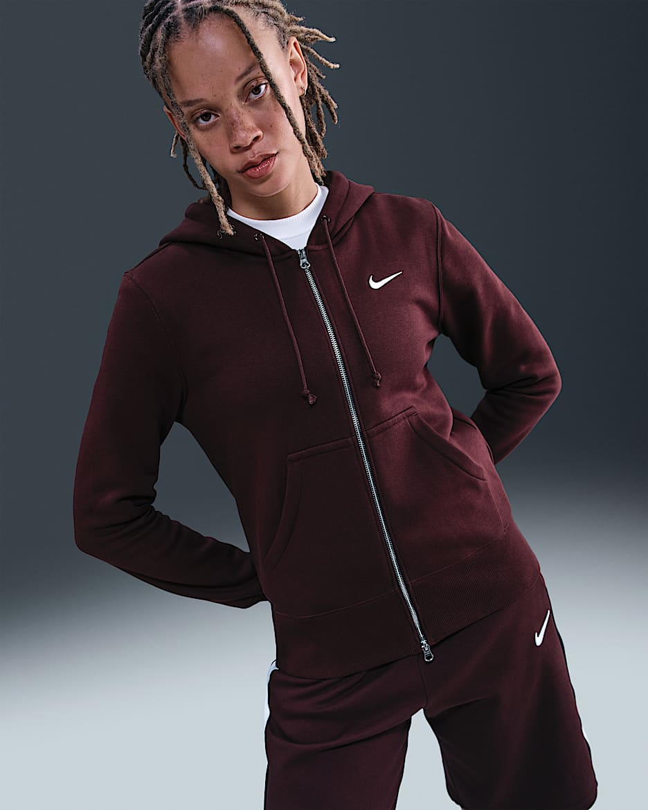 Nike Sportswear Phoenix Fleece Women's Full-Zip Hoodie - Burgundy Crush/Sail