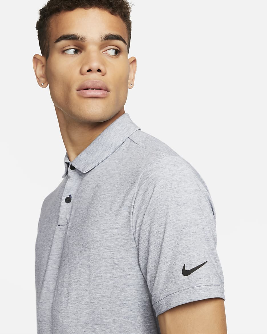 Nike Dri-FIT Tour Men's Heathered Golf Polo - Midnight Navy/Black