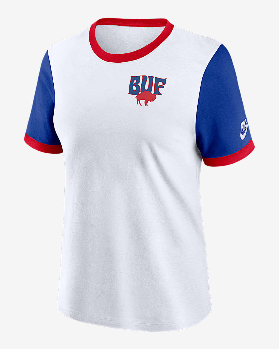 Buffalo Bills Rewind Women's Nike NFL Ringer T-Shirt - White