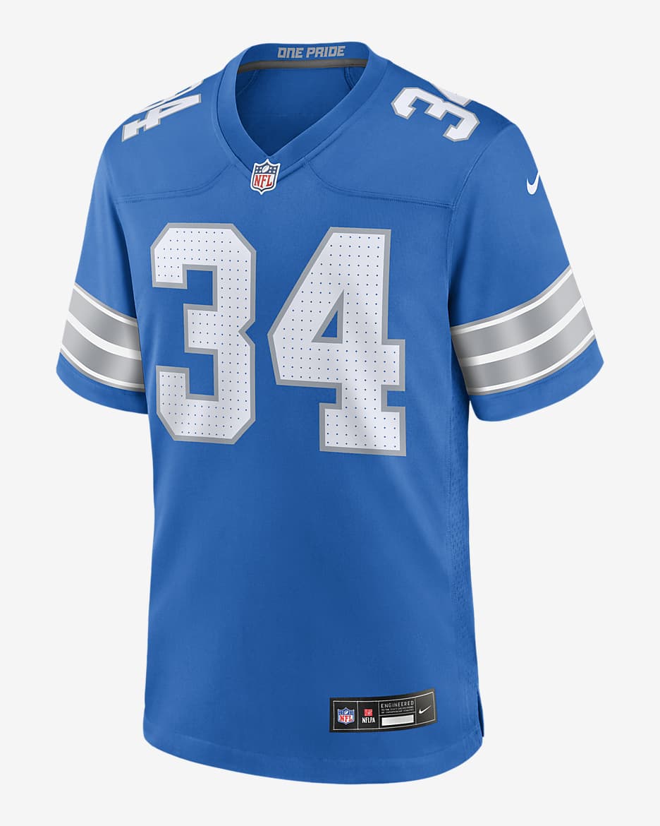 Alex Anzalone Detroit Lions Men's Nike NFL Game Football Jersey - Blue