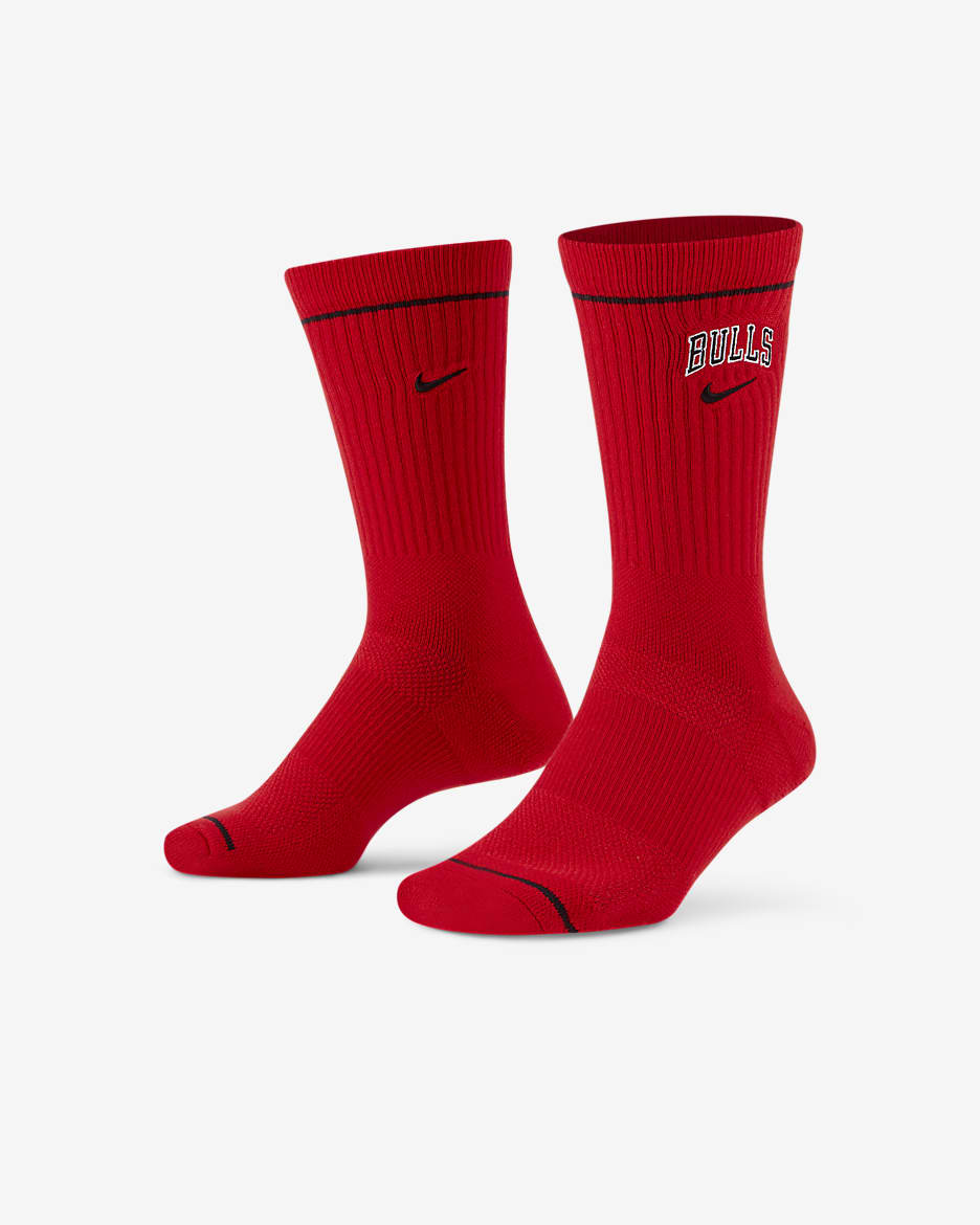 Calcetines largos Nike NBA de los Chicago Bulls Courtside - Rojo universitario/Negro