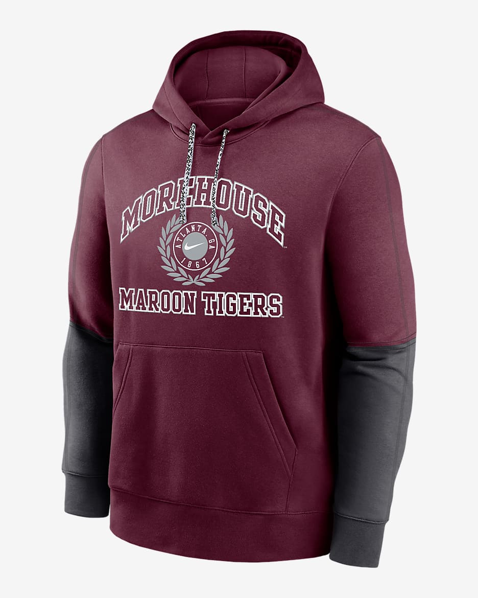 Sudadera con gorro sin cierre universitaria Nike para hombre Morenhouse Club Team Issue - Castaña intenso