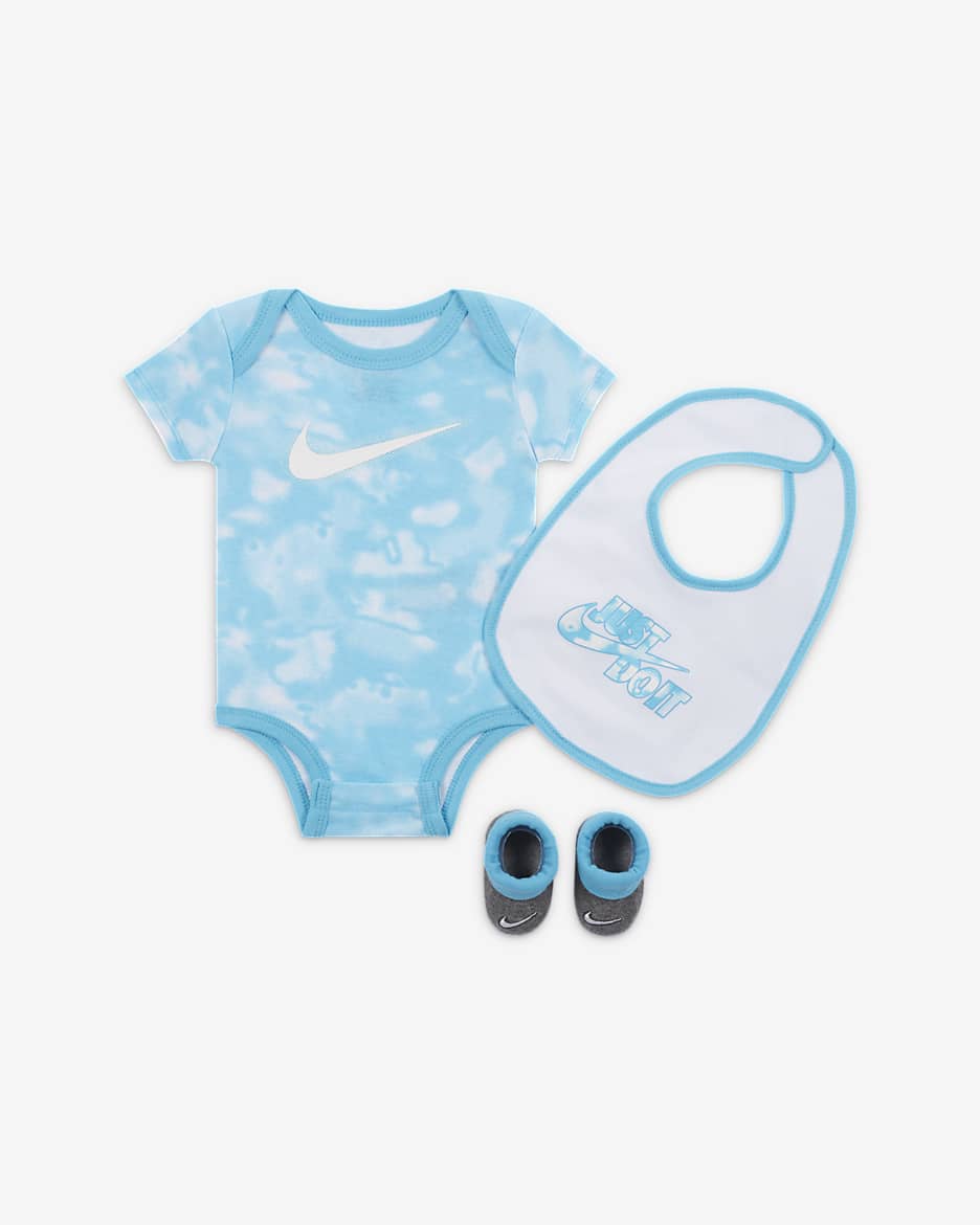 Nike Swoosh Aura 3-Piece Bodysuit Box Set Baby Bodysuit Set - Baltic Blue