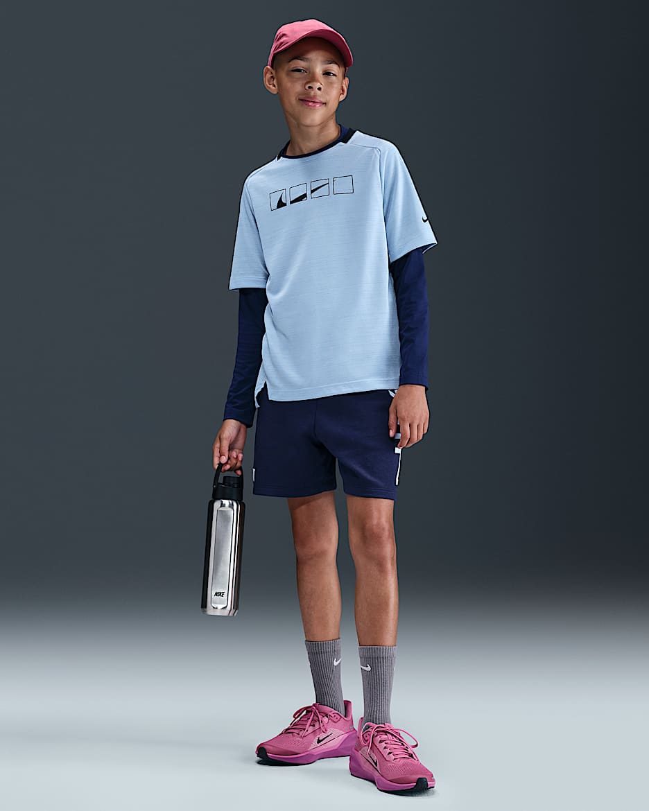 Nike Multi Dri-FIT Fleece Genç Çocuk Şortu - Midnight Navy/Celestine Blue/Midnight Navy/Celestine Blue