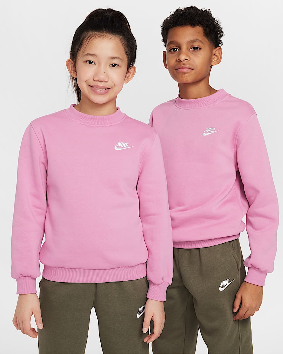 Nike Sportswear Club Fleece Big Kids' Sweatshirt - Magic Flamingo/White