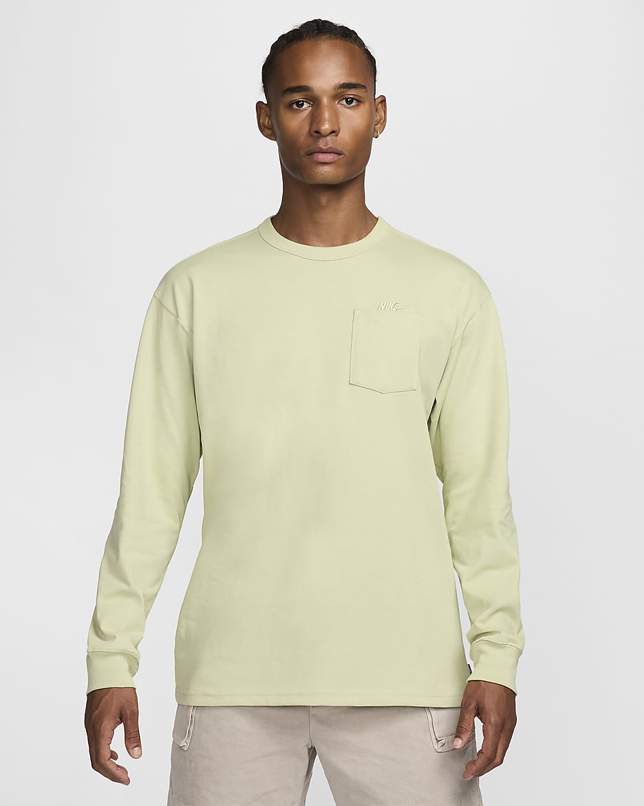 Nike Sportswear Premium Essentials Men's Long-Sleeve Pocket T-Shirt - Olive Aura