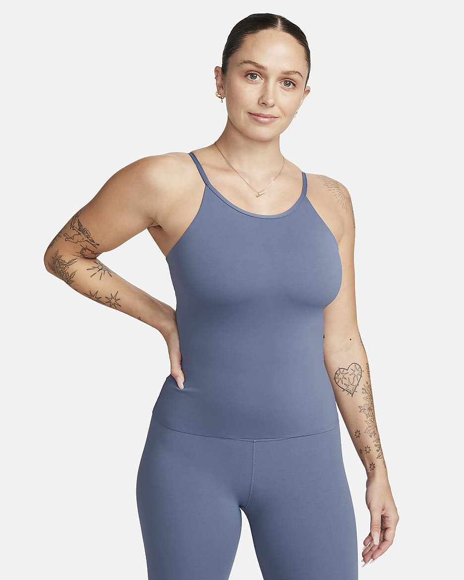 Nike Zenvy Women's Dri-FIT Tank Top - Diffused Blue/White