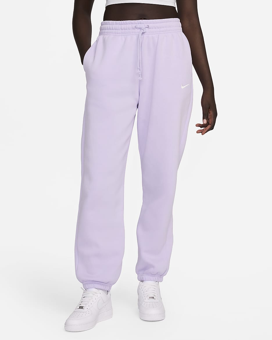 Nike Sportswear Phoenix Fleece Women's High-Waisted Oversized Tracksuit Bottoms - Violet Mist/Sail