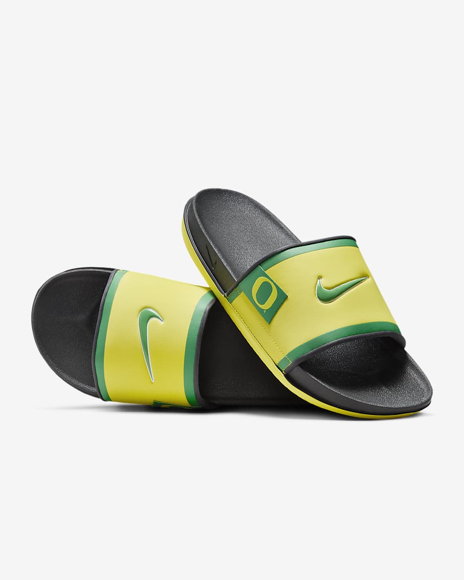 Chanclas Nike College Offcourt (Oregon) - Amarillo strike/Gris humo oscuro/Verde manzana