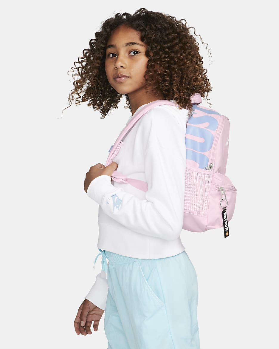 Nike Brasilia JDI 兒童迷你背包 (11 公升) - Pink Foam/白色/Cobalt Bliss