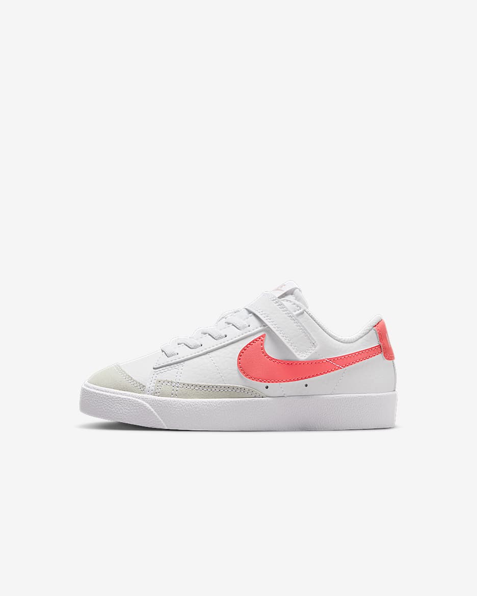 Nike Blazer Low '77 Younger Kids' Shoes - White/Echo Pink/Magic Ember