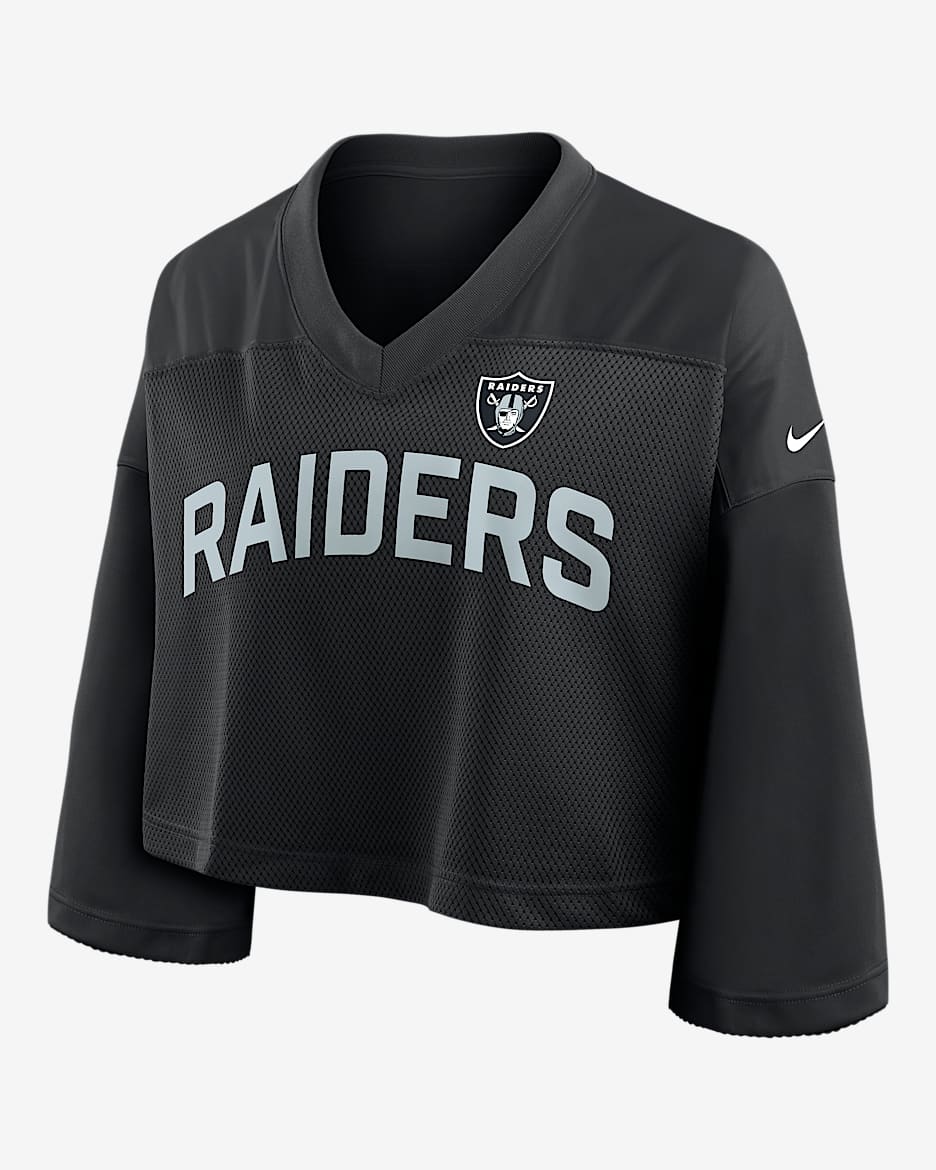 Top cropped Nike Dri-FIT de la NFL para mujer Las Vegas Raiders Wide Receiver Jersey Fashion - Negro