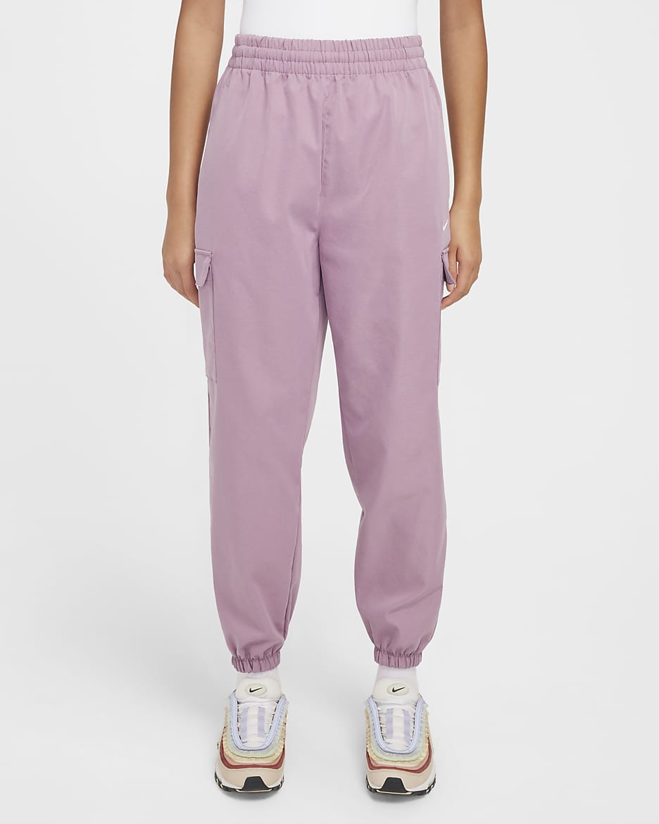 Pants cargo para niña Nike Sportswear - Polvo ciruela/Blanco
