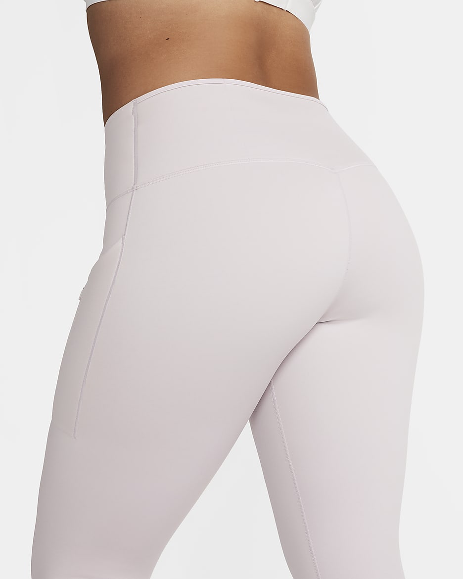 Nike Go Therma-FIT 7/8-Leggings mit hohem Bund und Taschen für Damen - Platinum Violet/Schwarz