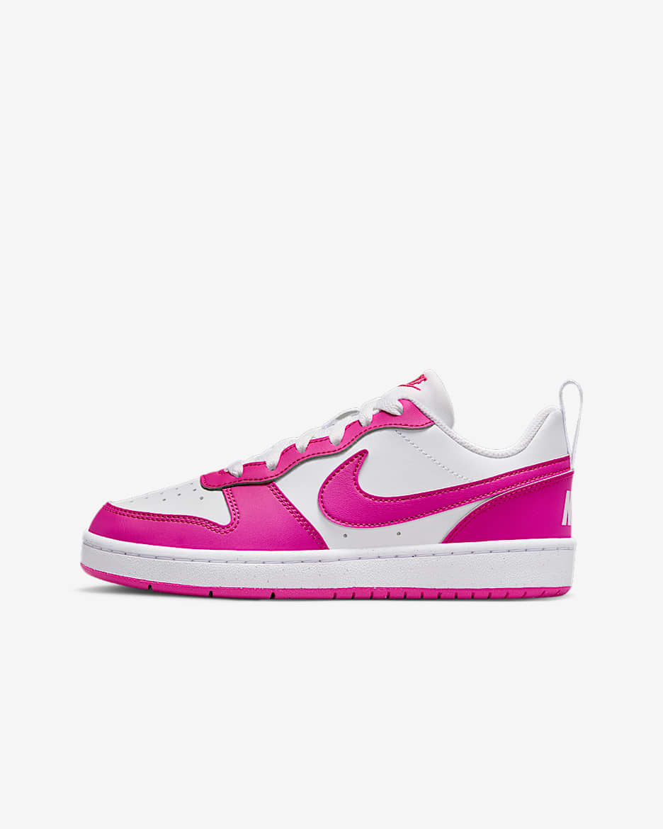 Tenis para niños grandes Nike Court Borough Low Recraft - Blanco/Fucsia láser