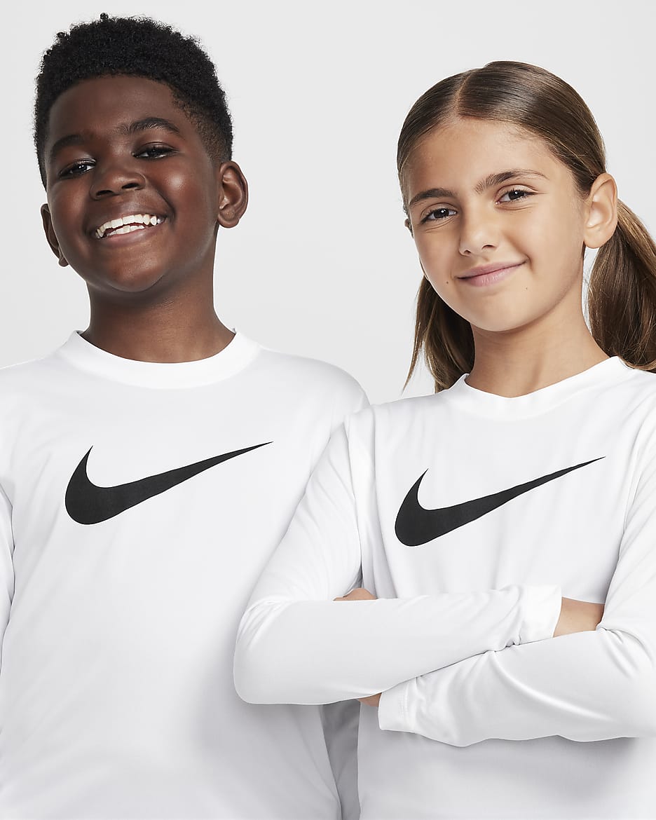 Playera de manga larga Dri-FIT para niño talla grande Nike Legend - Blanco