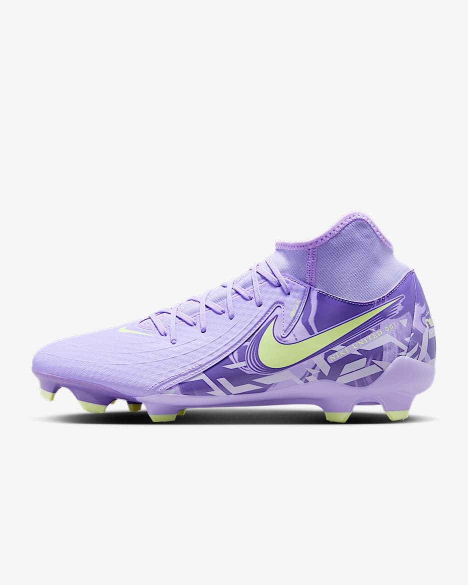 Nike United Phantom Luna 2 Academy MG High-Top Football Boot - Purple Agate/Barely Volt
