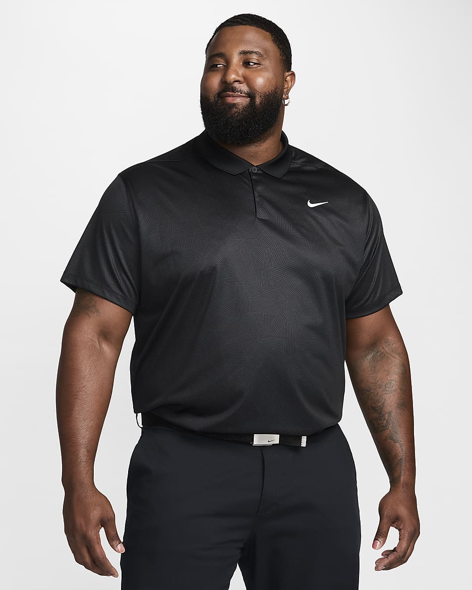 Nike Victory+ Dri-FIT galléros férfi golfpóló - Fekete/Fekete/Fehér