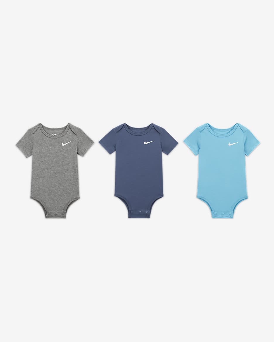 Nike Baby (3–6M) Swoosh Bodysuit (3-Pack) - Multi-Colour