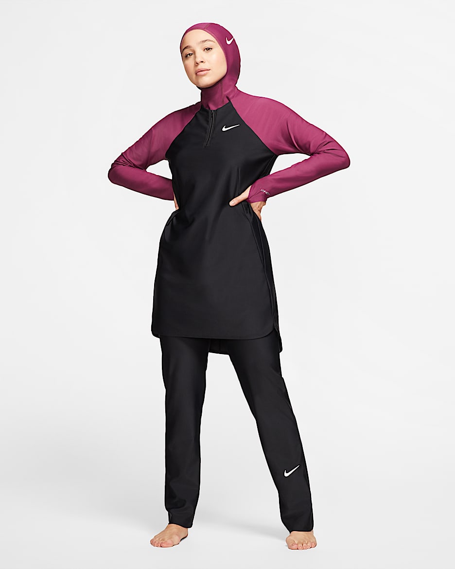 Pantalones para nadar de pierna recta de cobertura completa para mujer Nike Victory - Negro