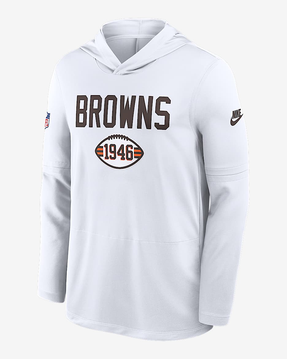 Cleveland Browns Pass Accuracy Men's Nike Dri-FIT NFL Long-Sleeve Hooded Top - White