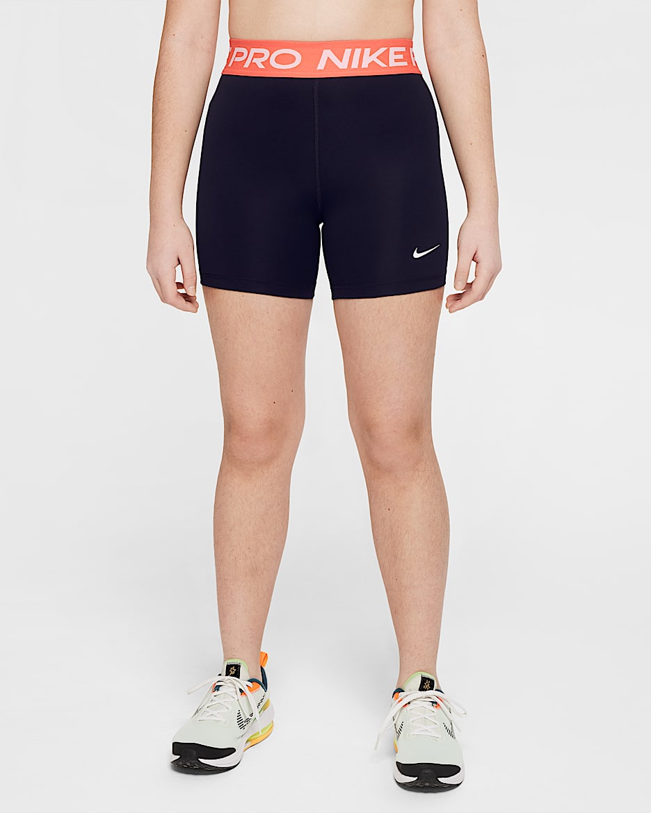 Nike Pro Girls' Shorts - Black/Magic Ember/White