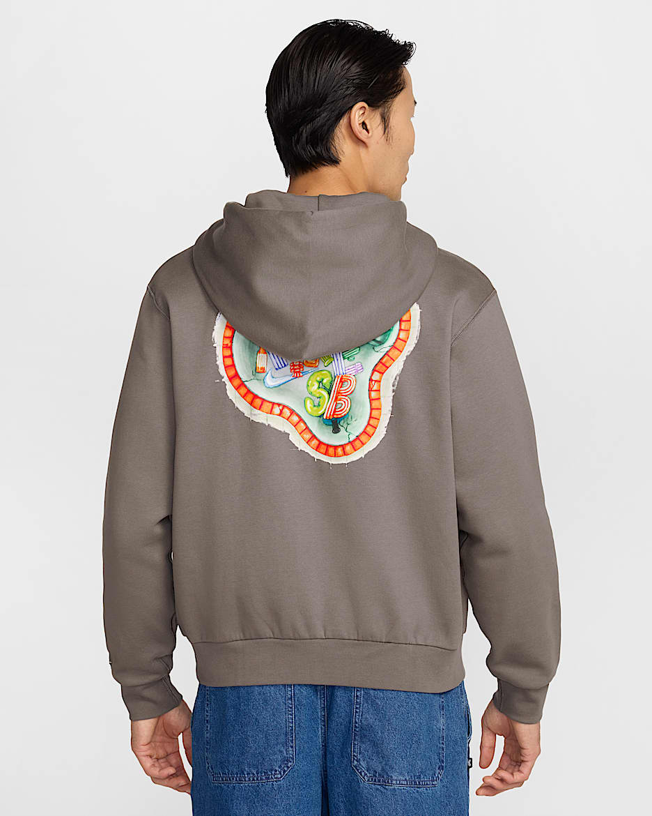 Sudadera con gorro de skateboarding de tejido Fleece de cierre frontal Nike SB - Cueva/Blanco