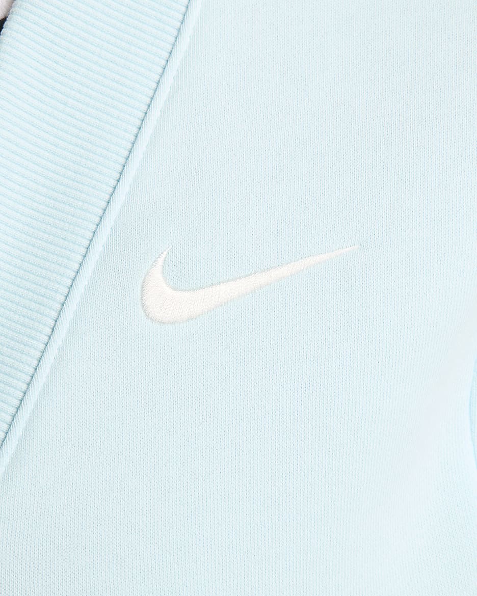 เสื้อเอวลอยแขนกุดคอวีทรงหลวมผู้หญิง Nike Sportswear Phoenix Fleece - Glacier Blue/Sail