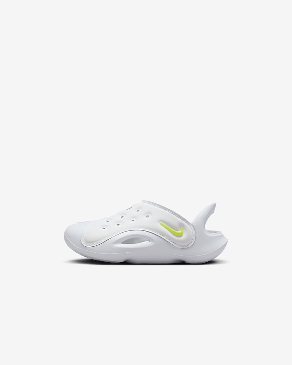 Badtoffla Nike Aqua Swoosh för baby/små barn - Vit/Pure Platinum/Volt