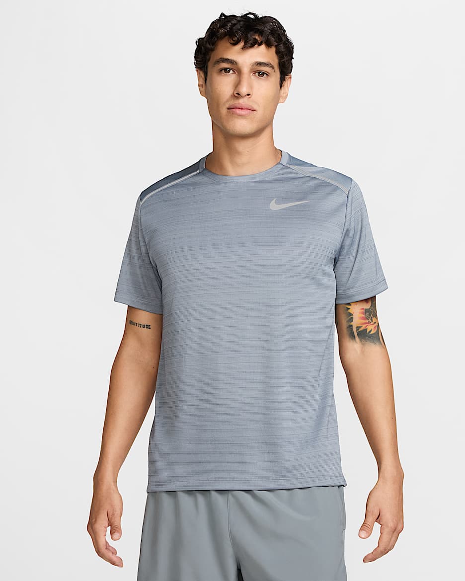 Nike Miler rövid ujjú férfi futófelső - Cool Grey