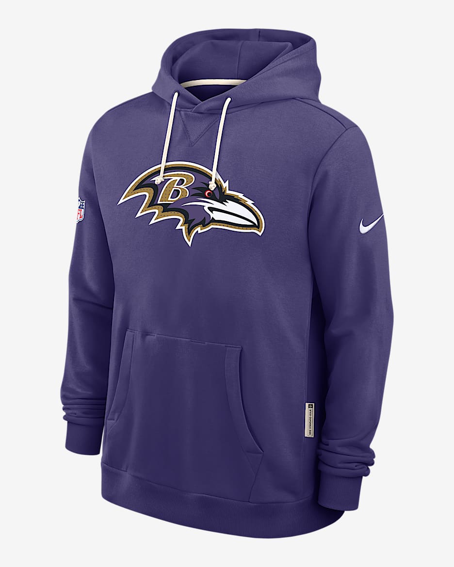Baltimore Ravens Initial Home Sideline Men's Nike Dri-FIT NFL Pullover Hoodie - Purple