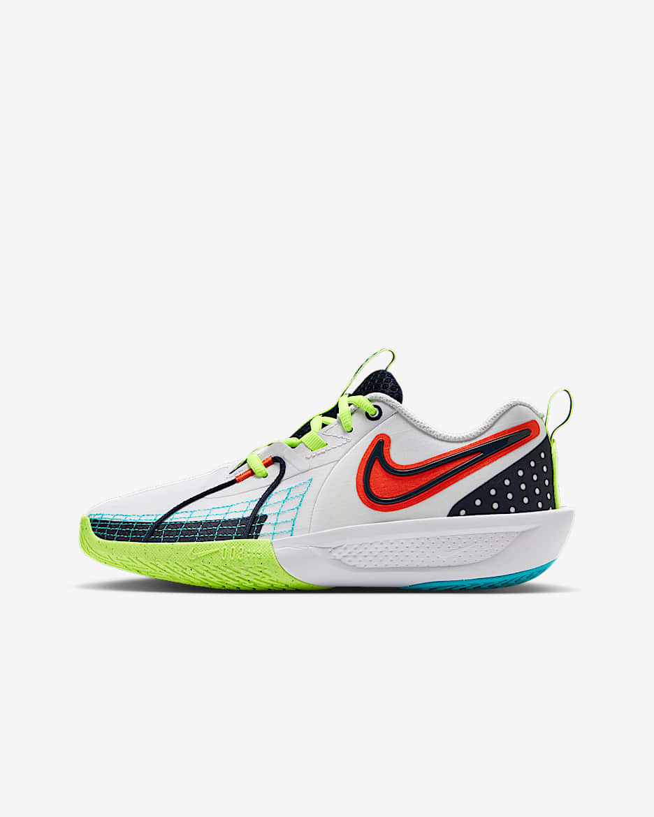 Tenis de básquetbol para niños grandes Nike G.T. Cut 3 SE - Blanco/Rojo picante/Volt/Obsidiana