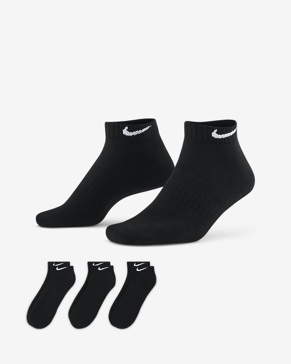 Nike Everyday Cushioned Training Low Socks (3 Pairs) - Black/White