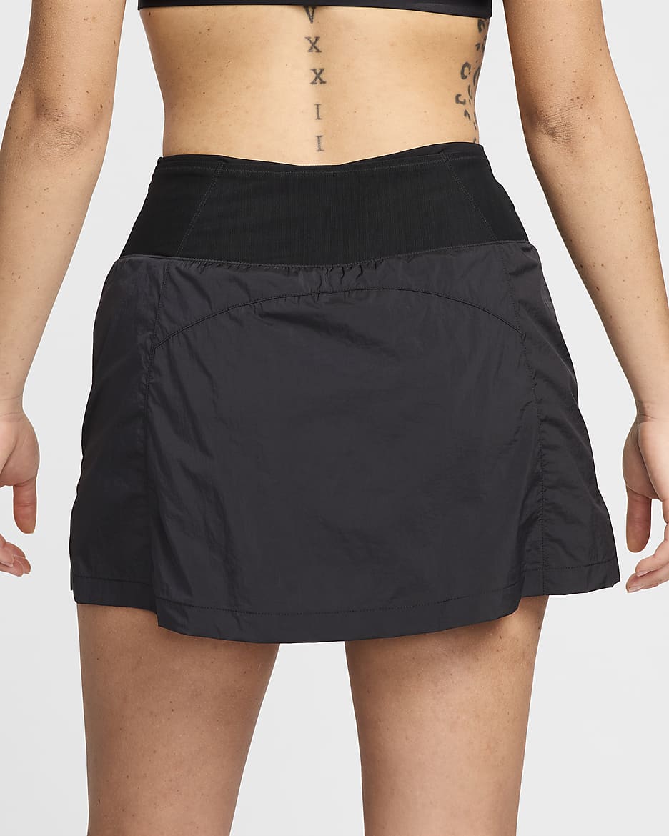 Nike Trail Women's Repel Mid-Rise 5" Running Skort with Pockets - Black/Black/Dark Smoke Grey