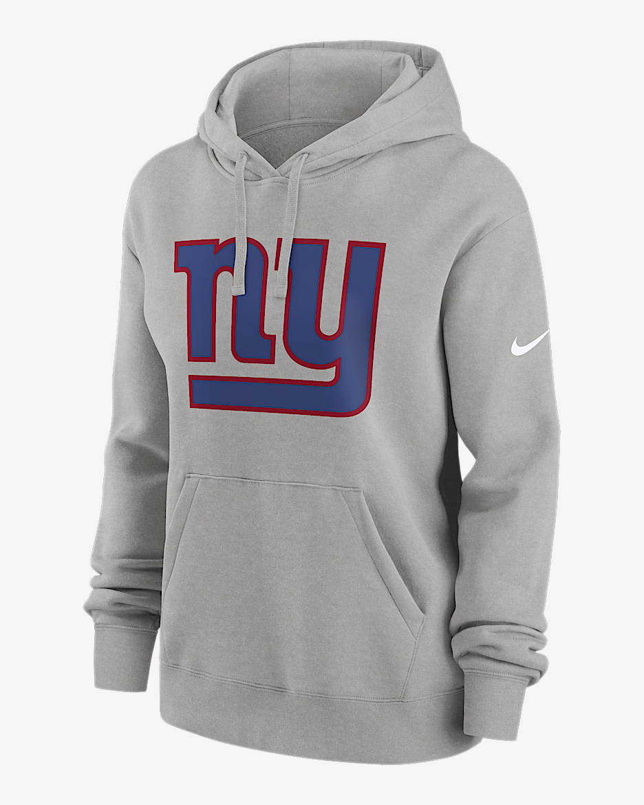 New York Giants Club Women's Nike NFL Pullover Hoodie - Grey Heather
