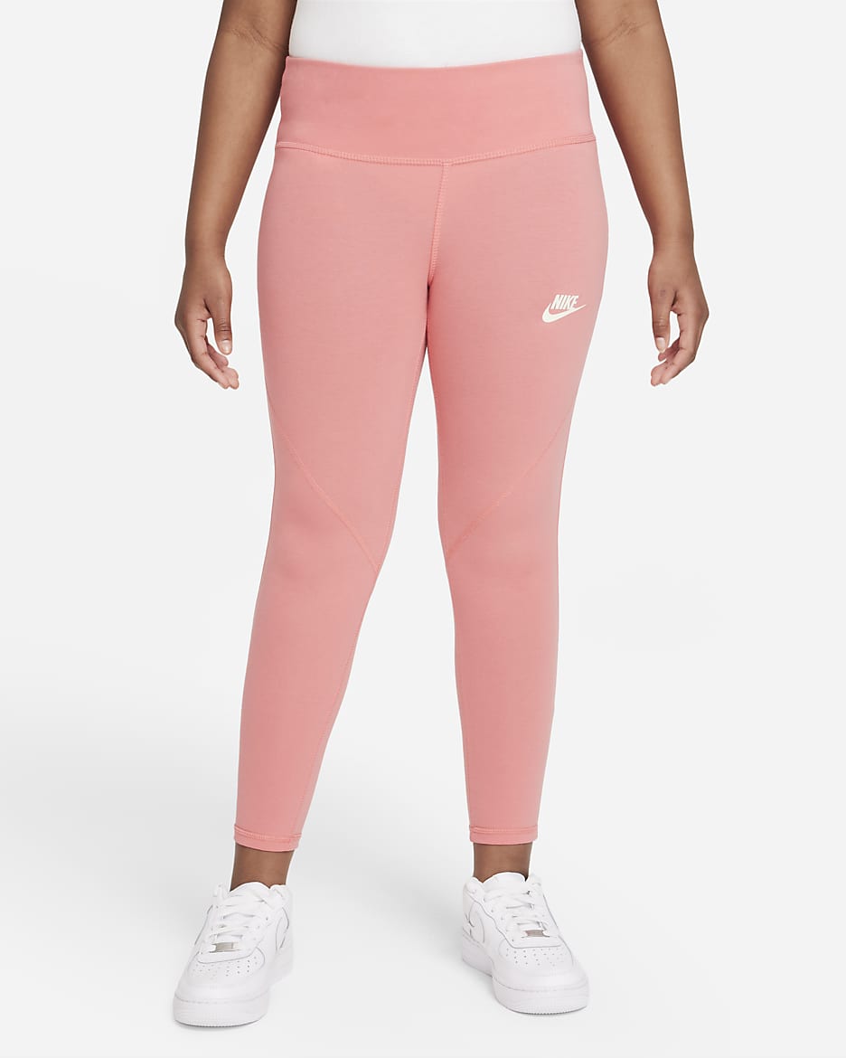 Nike Sportswear Favorites Big Kids' (Girls') High-Waisted Leggings (Extended Size) - Pink Salt/Cashmere