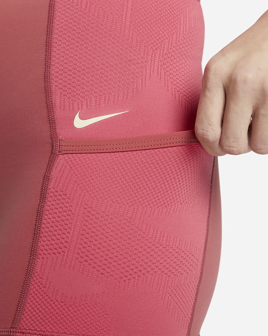 Nike Pro Women's High-Waisted 3" Training Shorts with Pockets - Adobe/Sea Coral/Coconut Milk/Coconut Milk