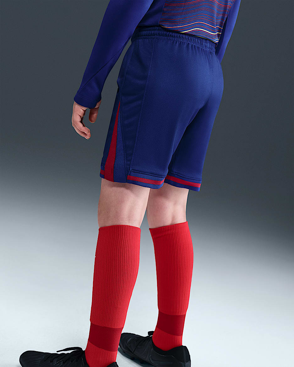 FC Barcelona 2025/26 Stadium Home Big Kids' Nike Dri-FIT Soccer Replica Shorts