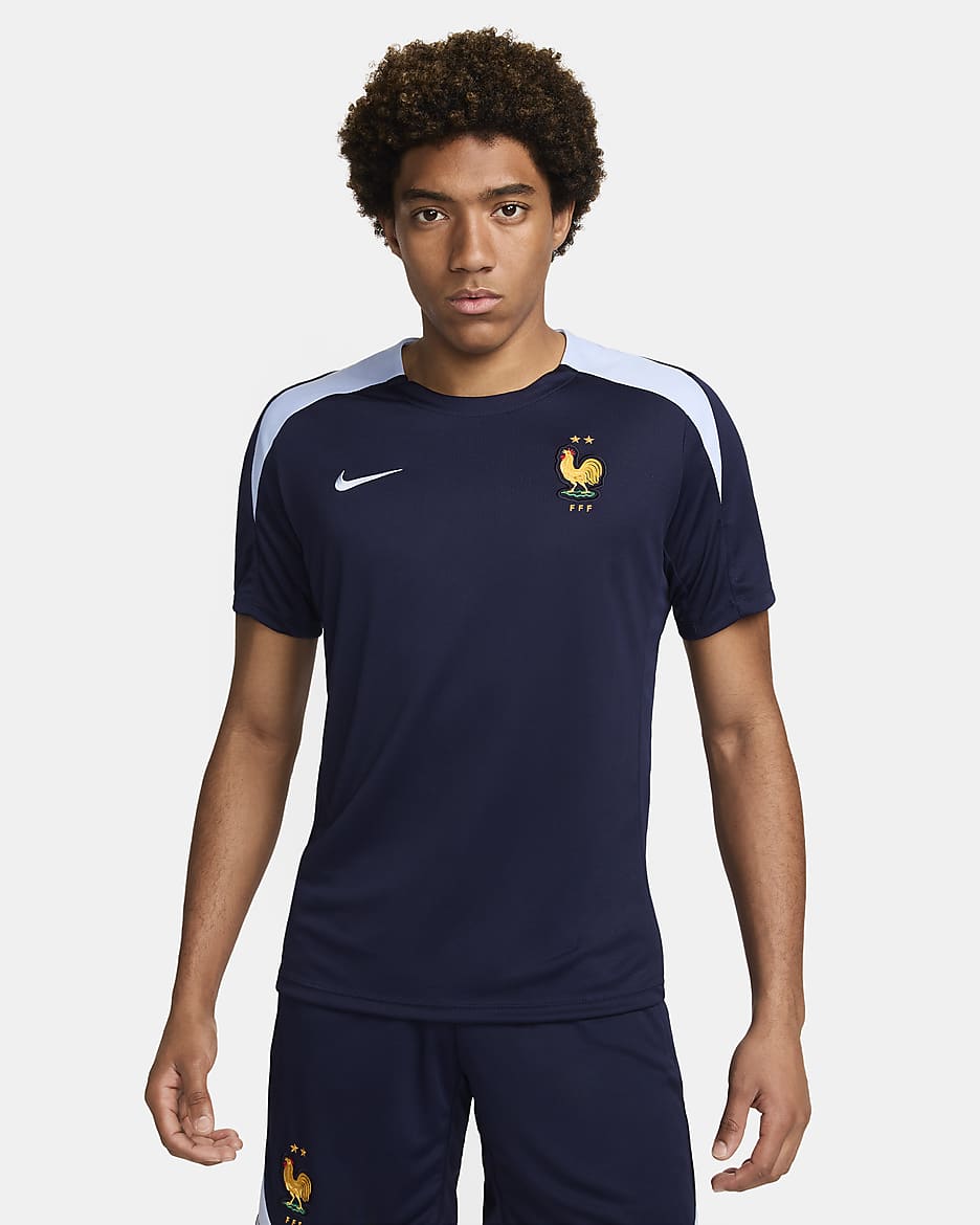 FFF Strike Nike Dri-FIT knit voetbaltop met korte mouwen voor heren - Blackened Blue/Cobalt Bliss/Cobalt Bliss