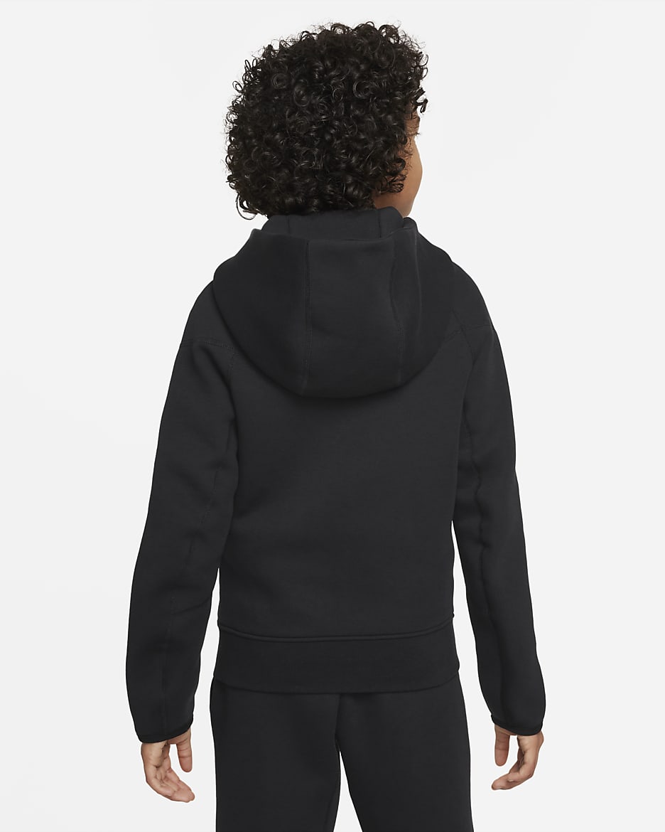 Nike Sportswear Tech Fleece hosszú cipzáras, kapucnis pulóver nagyobb gyerekeknek (fiúknak) - Fekete/Fekete/Fekete