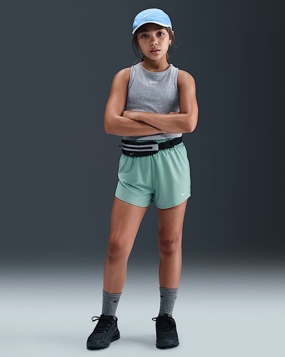 Nike One Big Kids' (Girls') Dri-FIT High-Waisted Woven Training Shorts - Cannon/White