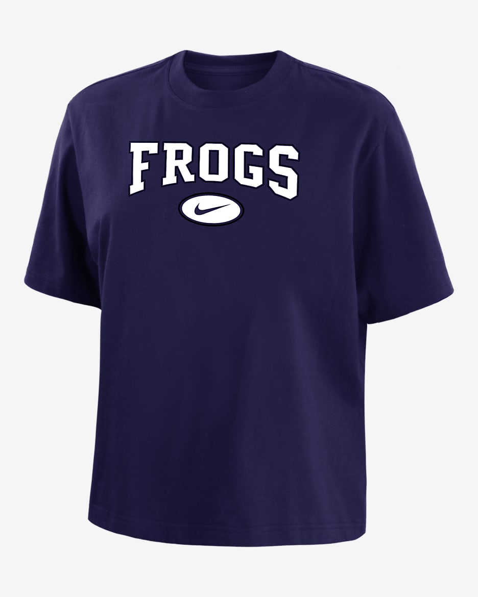 TCU Women's Nike College Boxy T-Shirt - Orchid