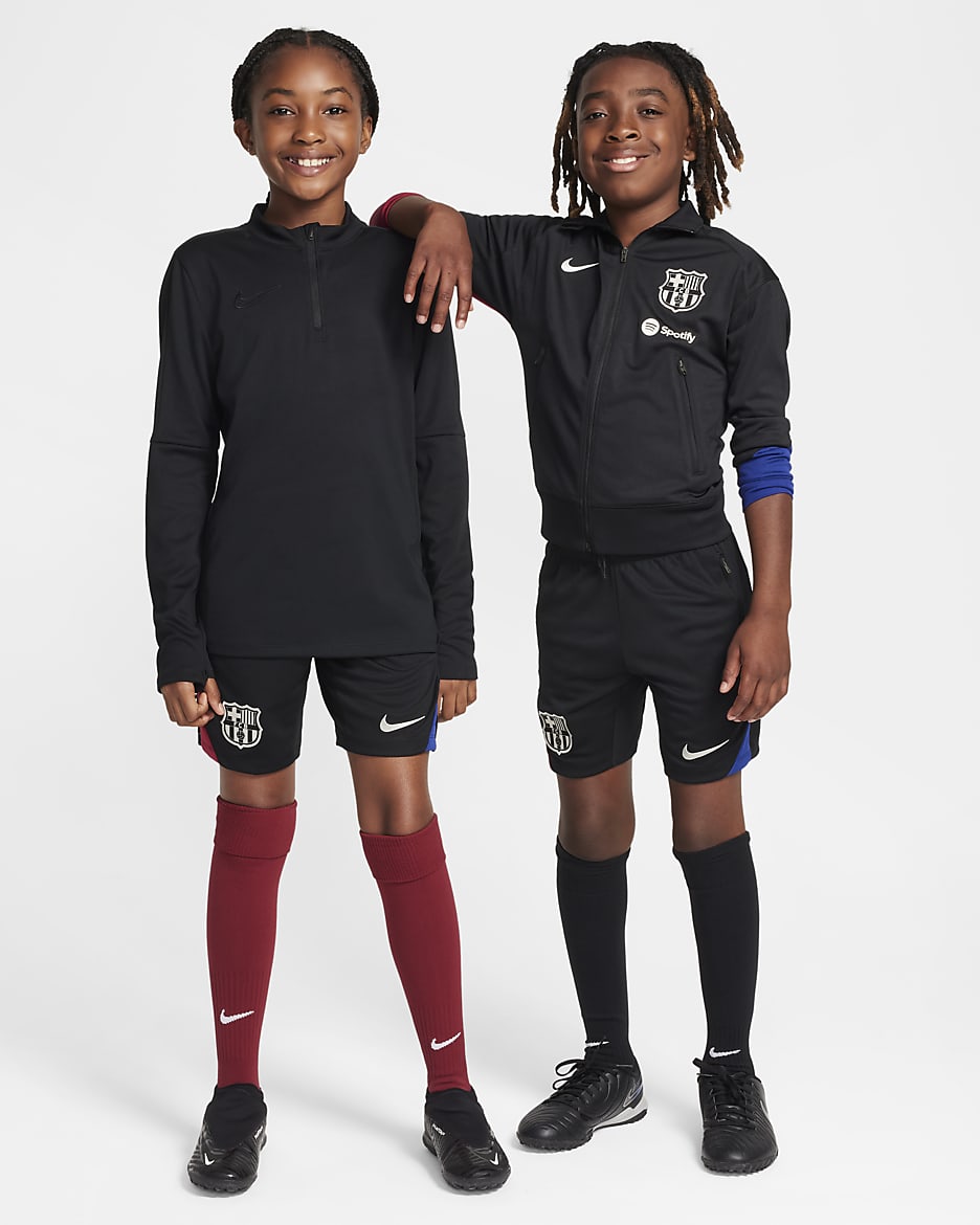 F.C. Barcelona Strike Older Kids' Nike Dri-FIT Football Knit Shorts - Black/Noble Red/Deep Royal Blue/Light Orewood Brown