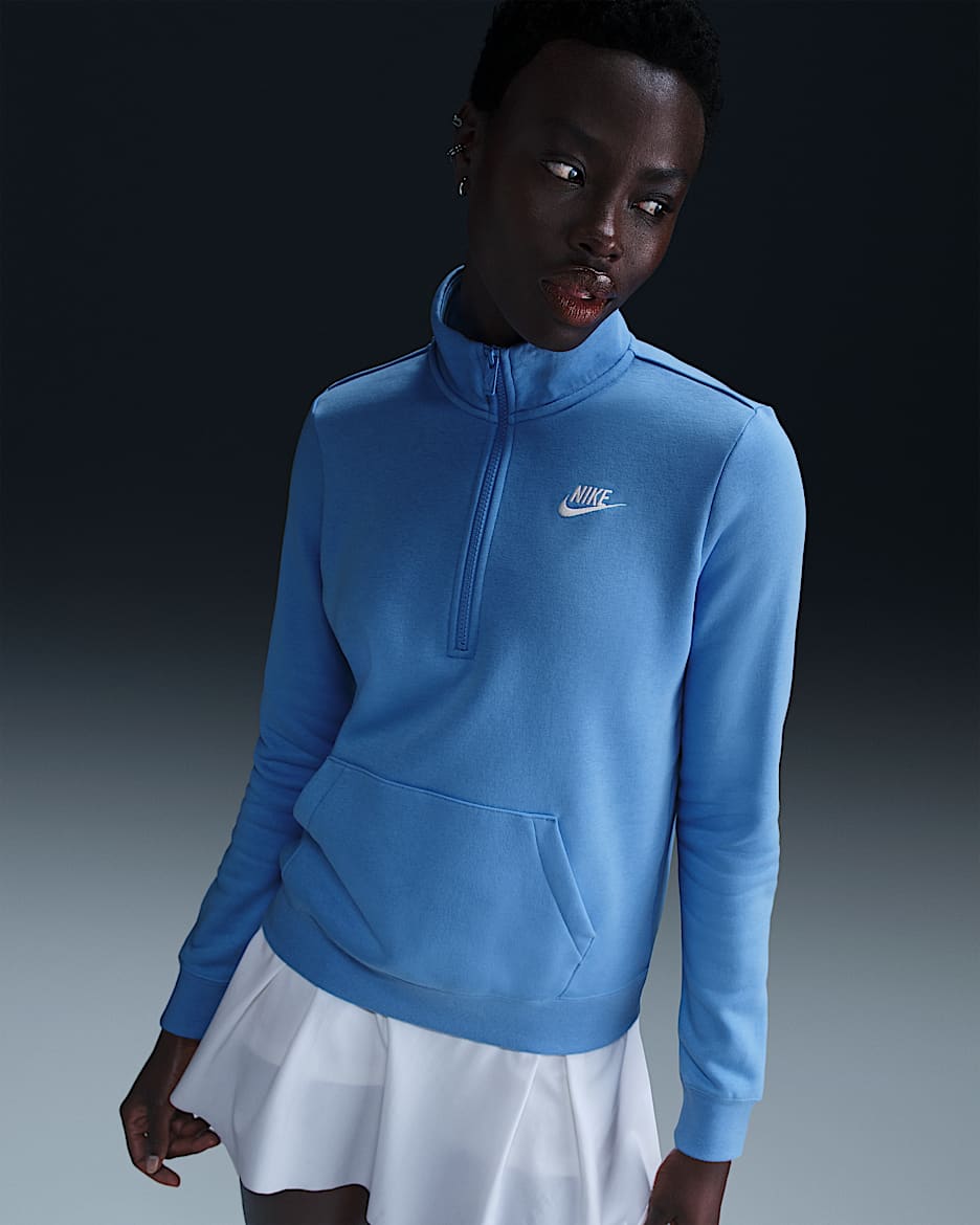 Sudadera de medio cierre para mujer Nike Sportswear Club Fleece - Azul universitario/Blanco