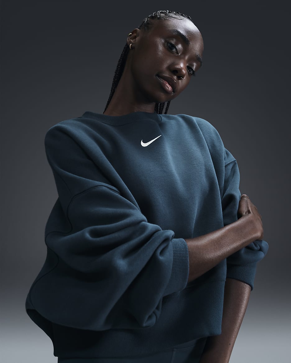 Nike Sportswear Phoenix Fleece Women's Over-Oversized Crew-Neck Sweatshirt - Armory Navy/Sail