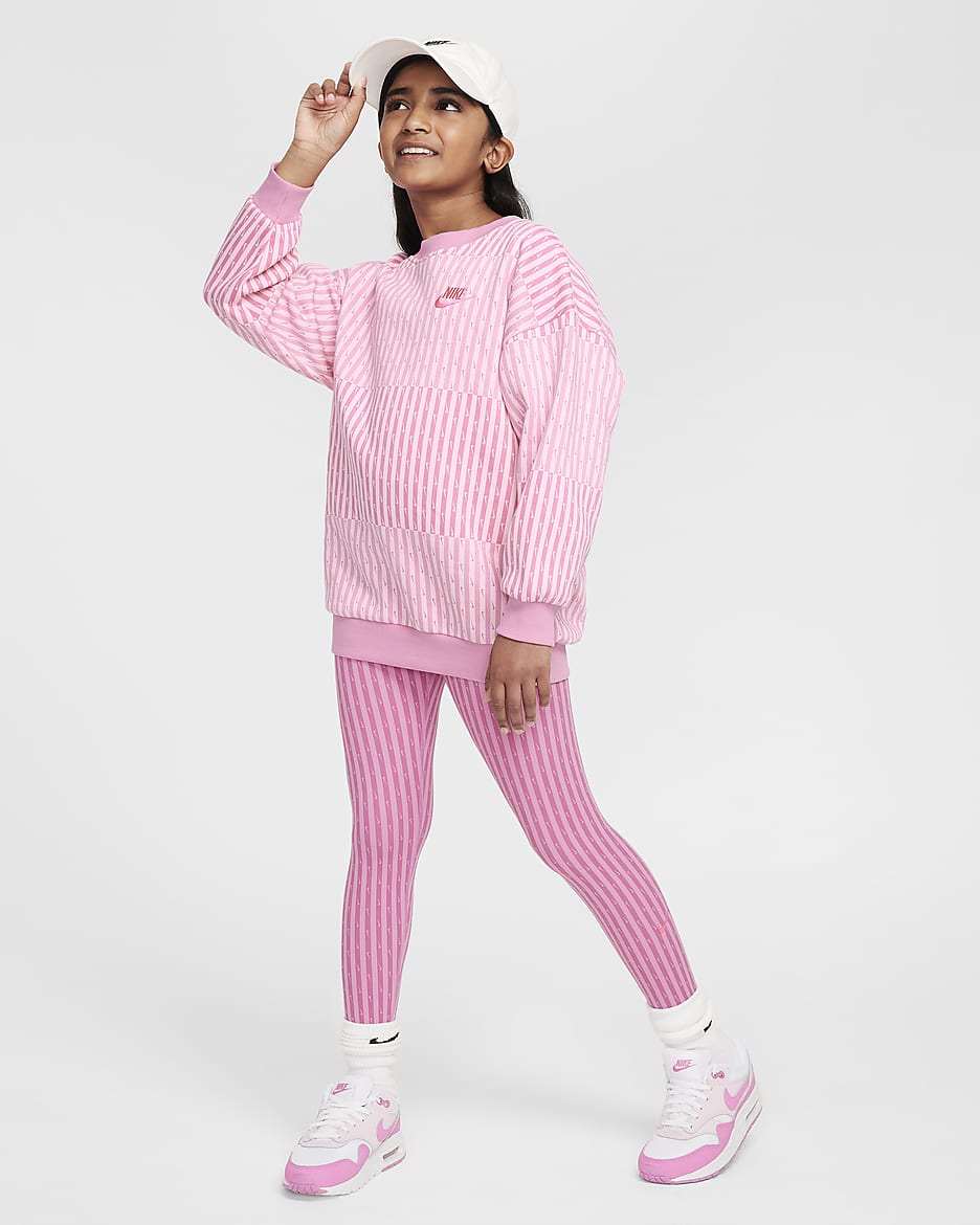 Nike Sportswear Club Fleece Older Kids' (Girls') Oversized Sweatshirt - Magic Flamingo/Magic Flamingo/Hyper Pink