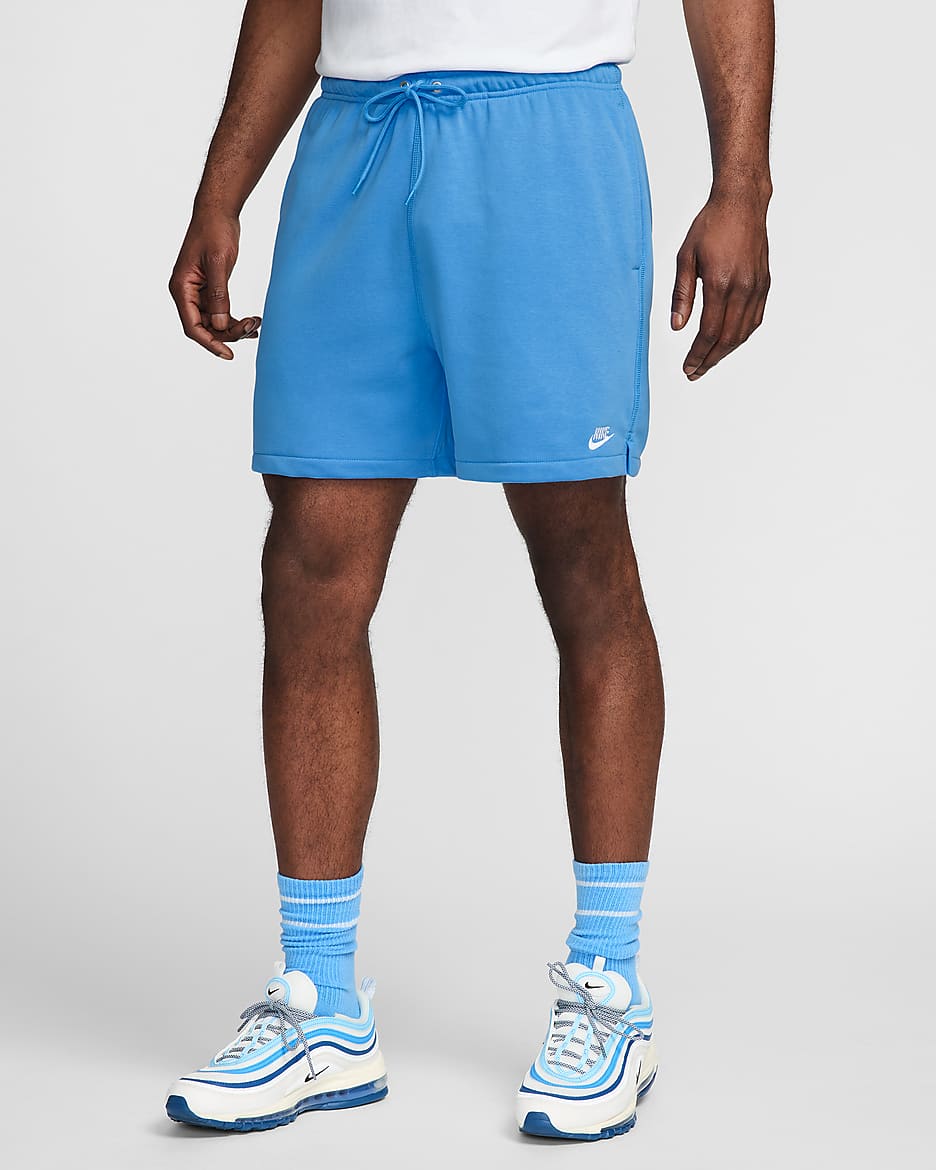 Męskie swobodne spodenki z dzianiny dresowej Nike Club - University Blue/University Blue/Biel